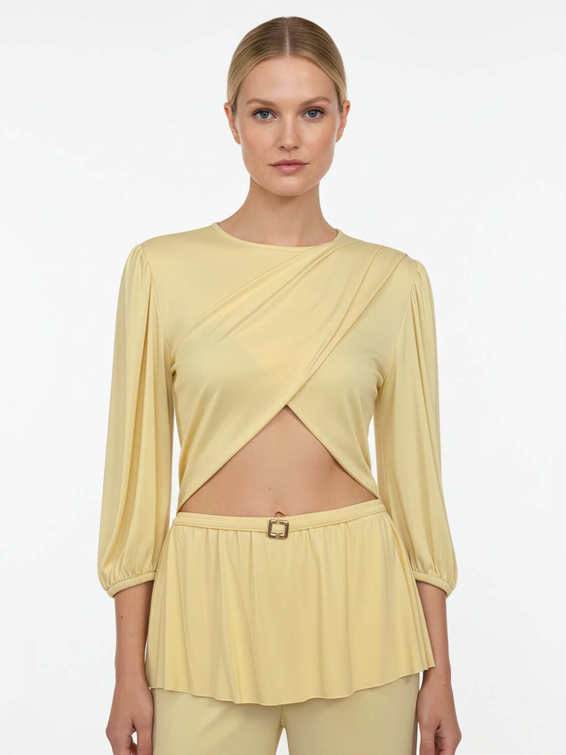 Sarı Doğal Dökümlü Oversize Bluz - 1