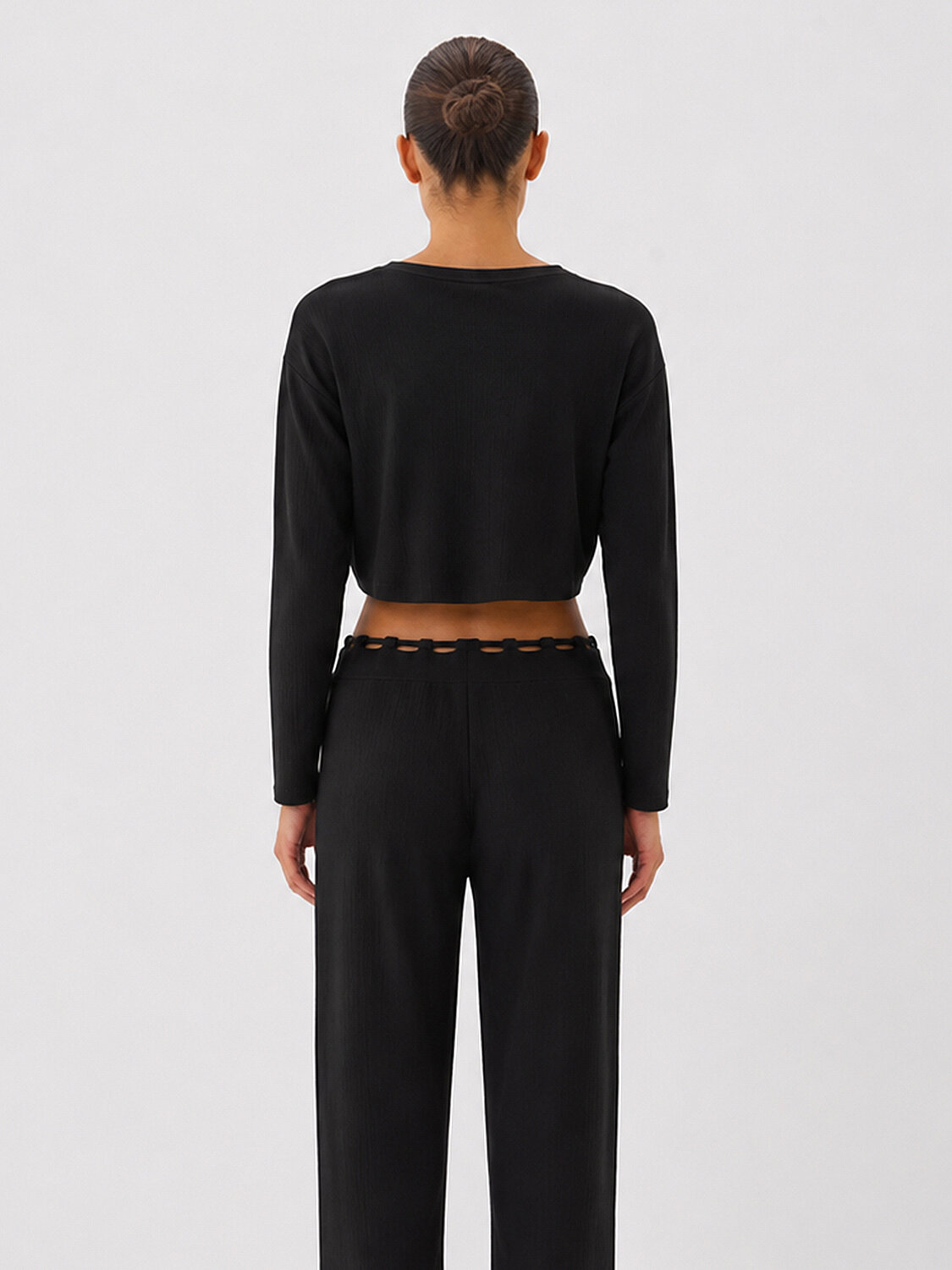Siyah Regular Fit Bisiklet Yaka Bluz - 3