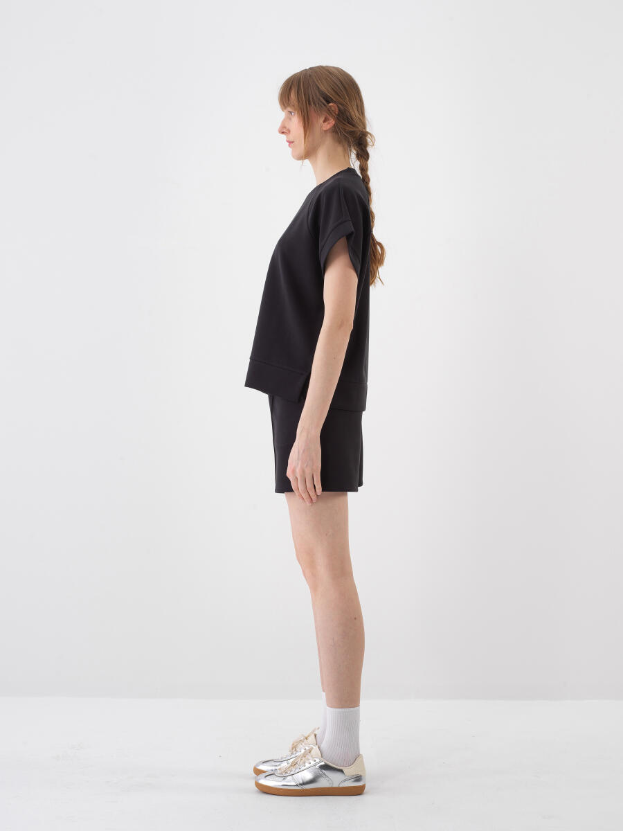 Siyah Modal Karışımlı Oversize Bluz - 3