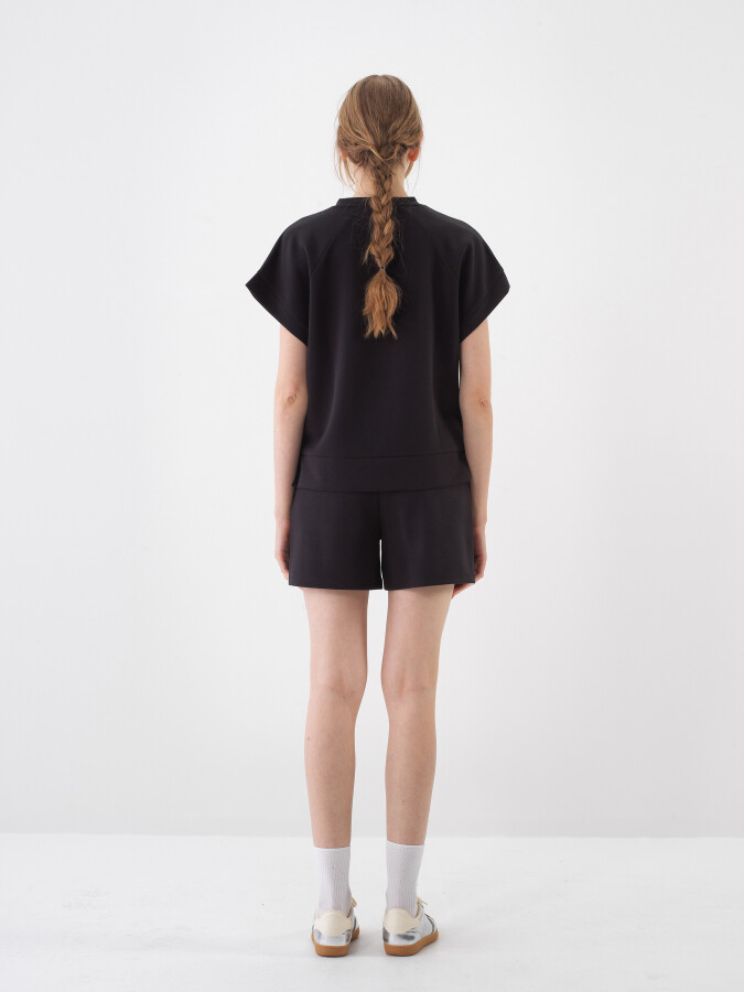 Siyah Modal Karışımlı Oversize Bluz - 5