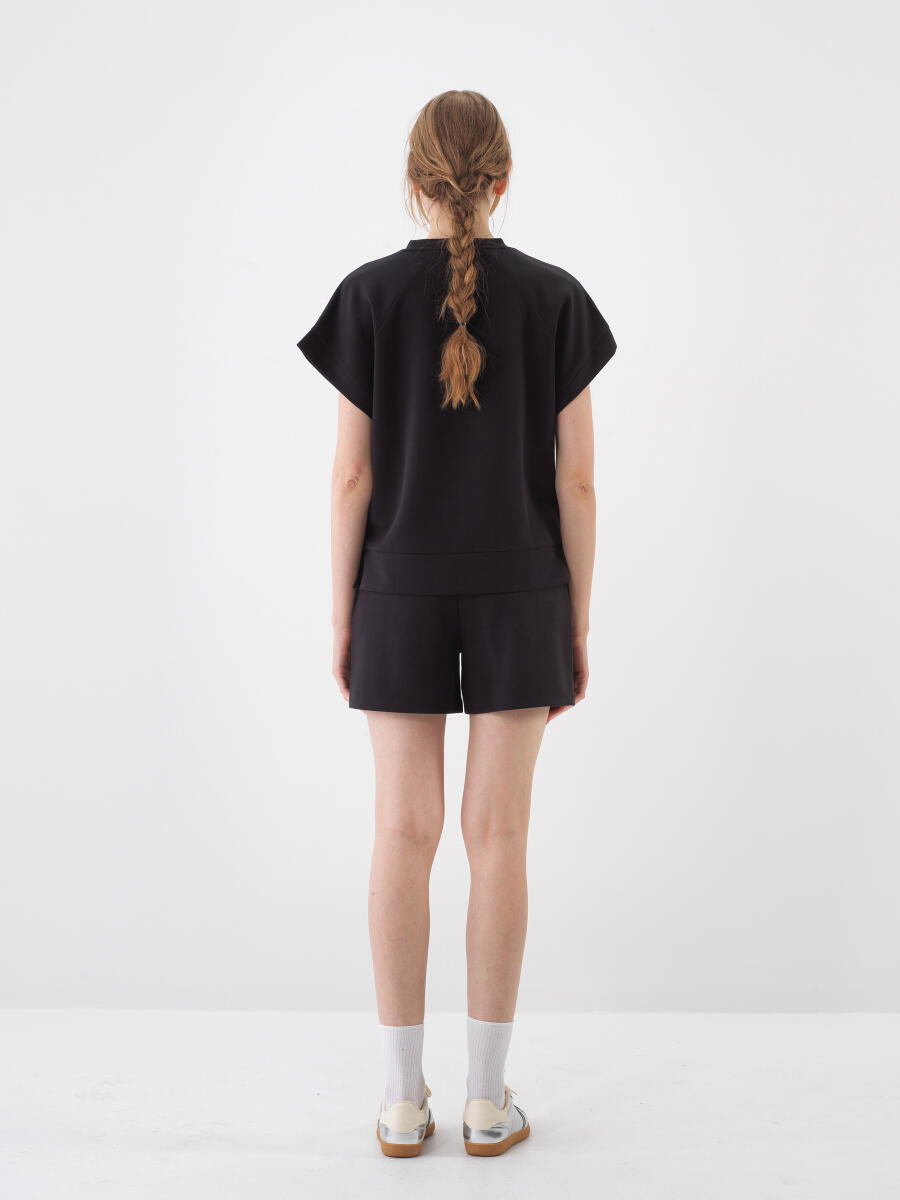 Siyah Modal Karışımlı Oversize Bluz - 5