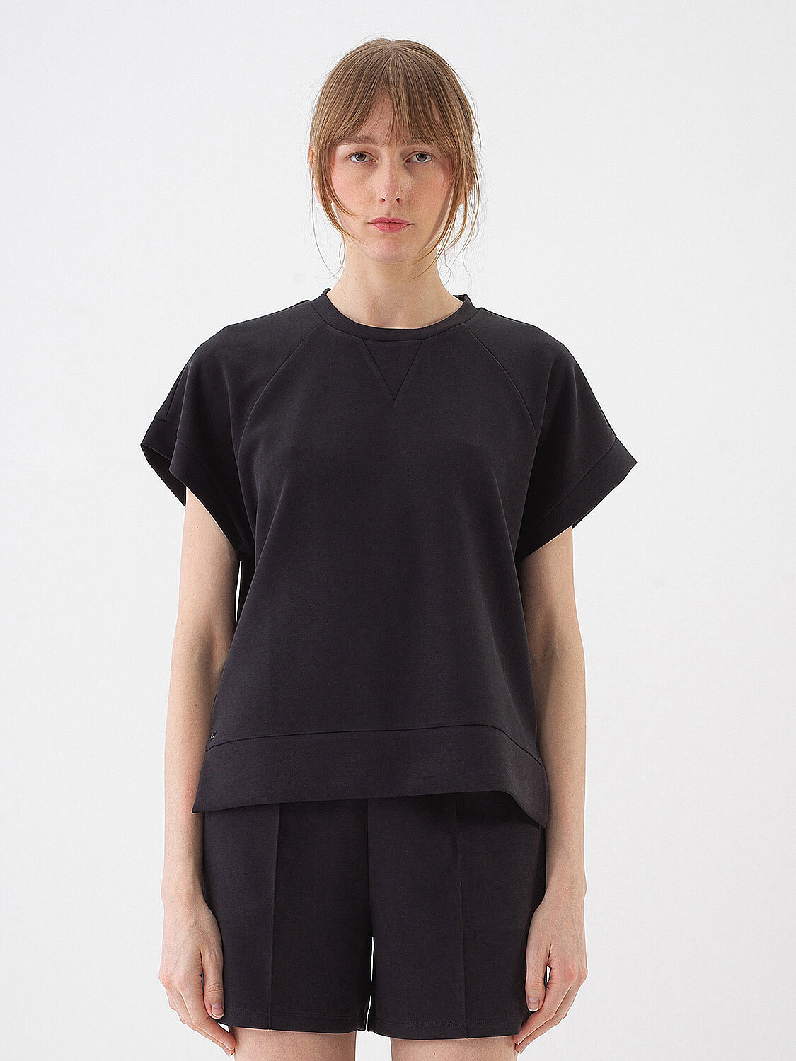 Siyah Modal Karışımlı Oversize Bluz