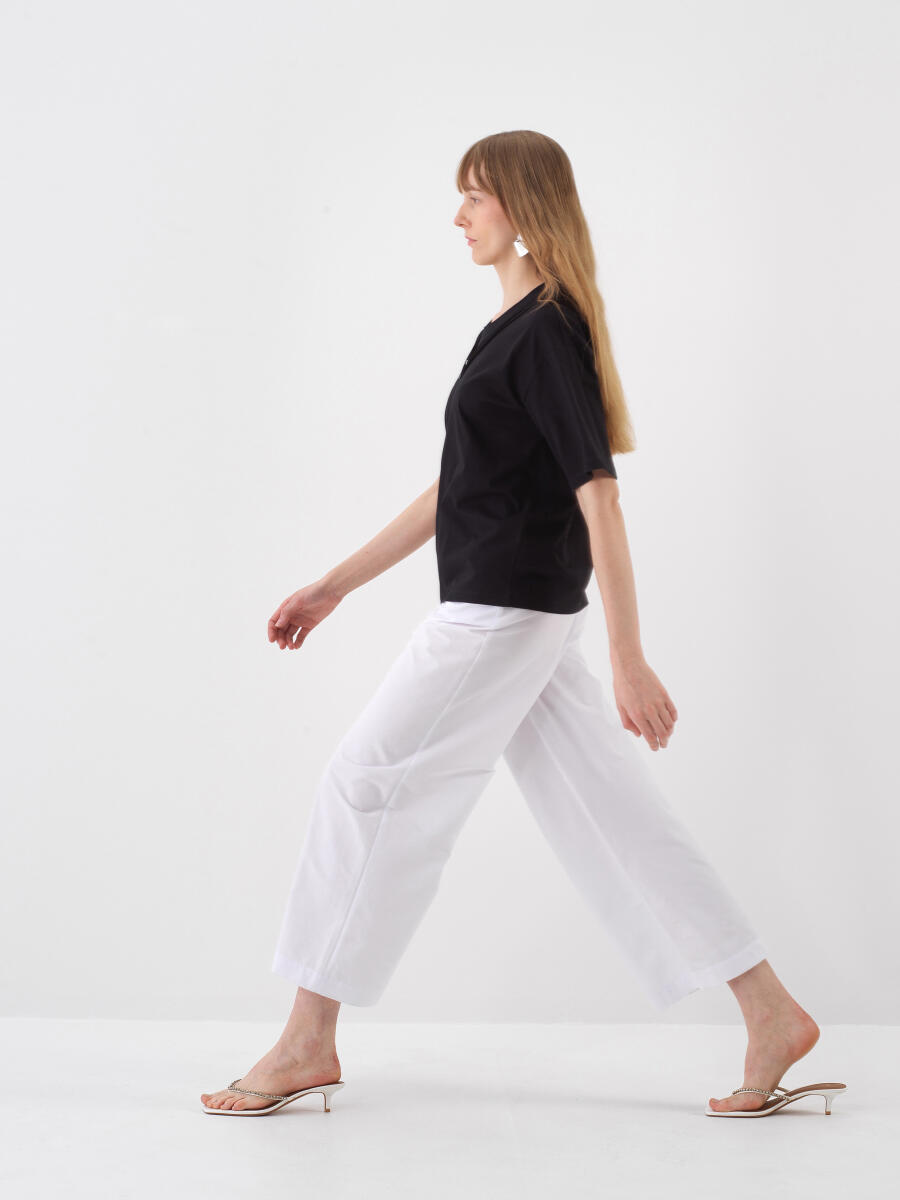 Siyah Pamuk Dokulu Oversize Bluz - 3