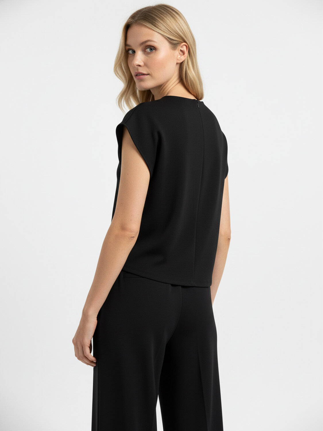 Siyah Pamuk Dokulu Oversize Bluz - 3