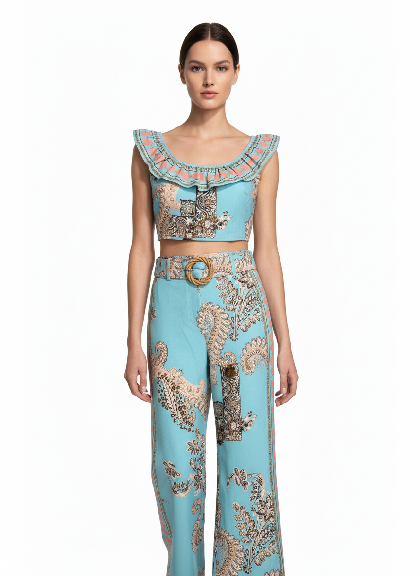 Turkuaz Pamuk Dokulu Regular Fit Bluz - 4