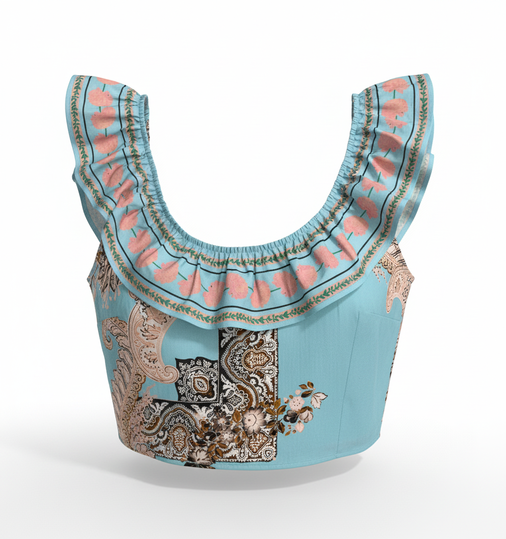 Turkuaz Pamuk Dokulu Regular Fit Bluz - 5