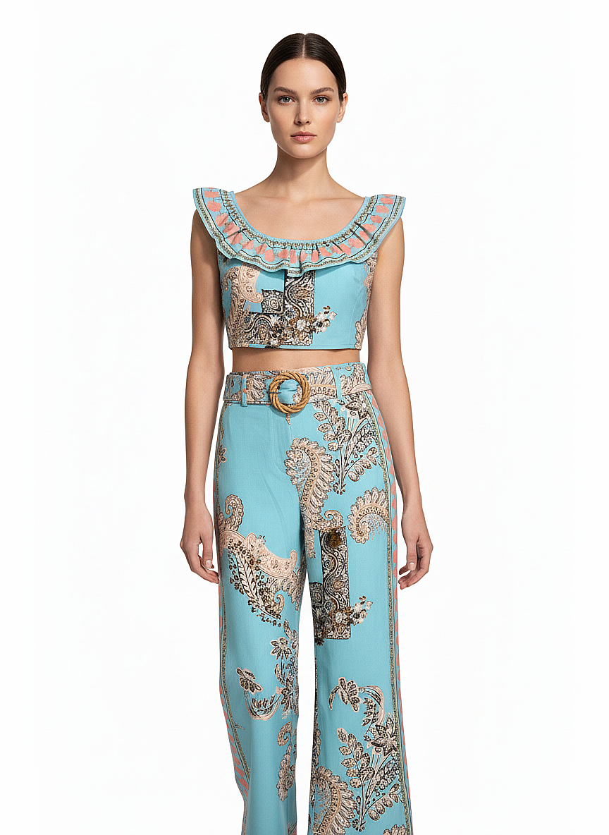Turkuaz Pamuk Dokulu Regular Fit Bluz (4)