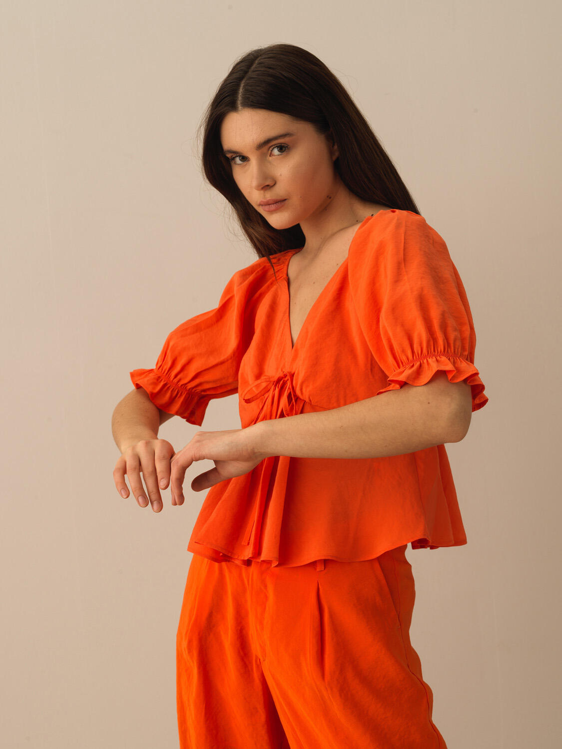 Turuncu Modal Karışımlı Regular Fit Bluz