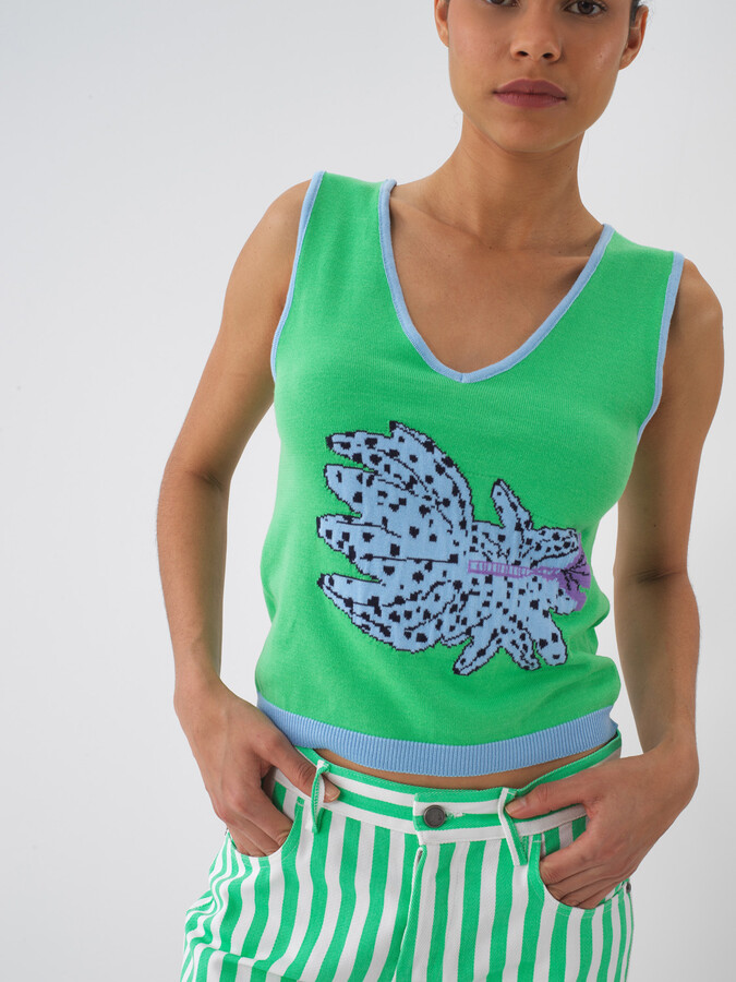 Yeşil Pamuk Dokulu Regular Fit Bluz (3)