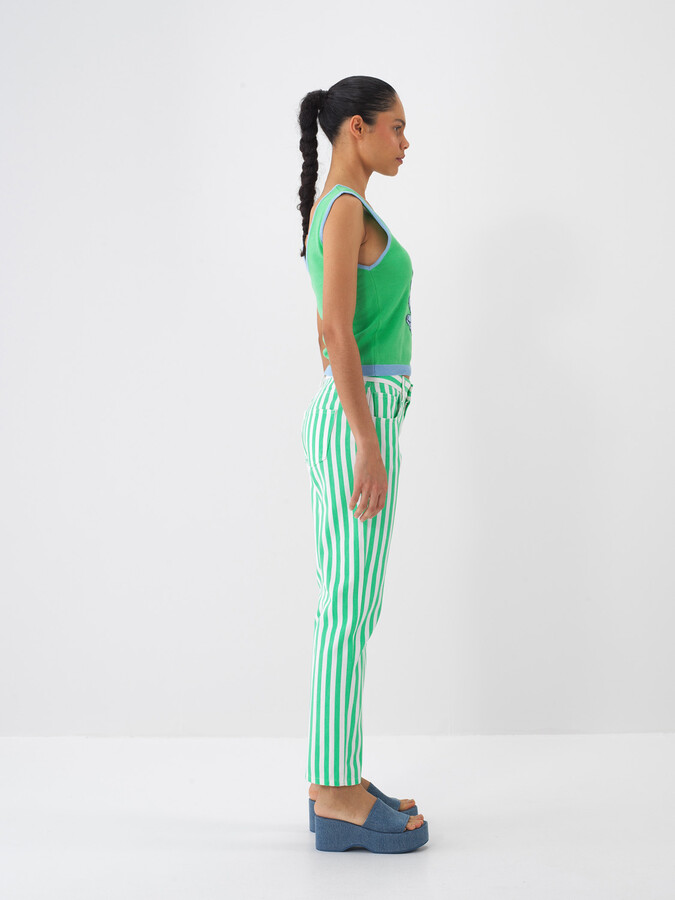 Yeşil Pamuk Dokulu Regular Fit Bluz - 4