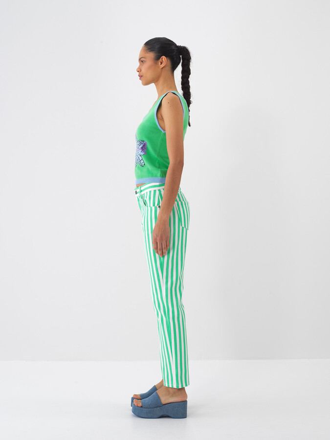 Yeşil Pamuk Dokulu Regular Fit Bluz - 5