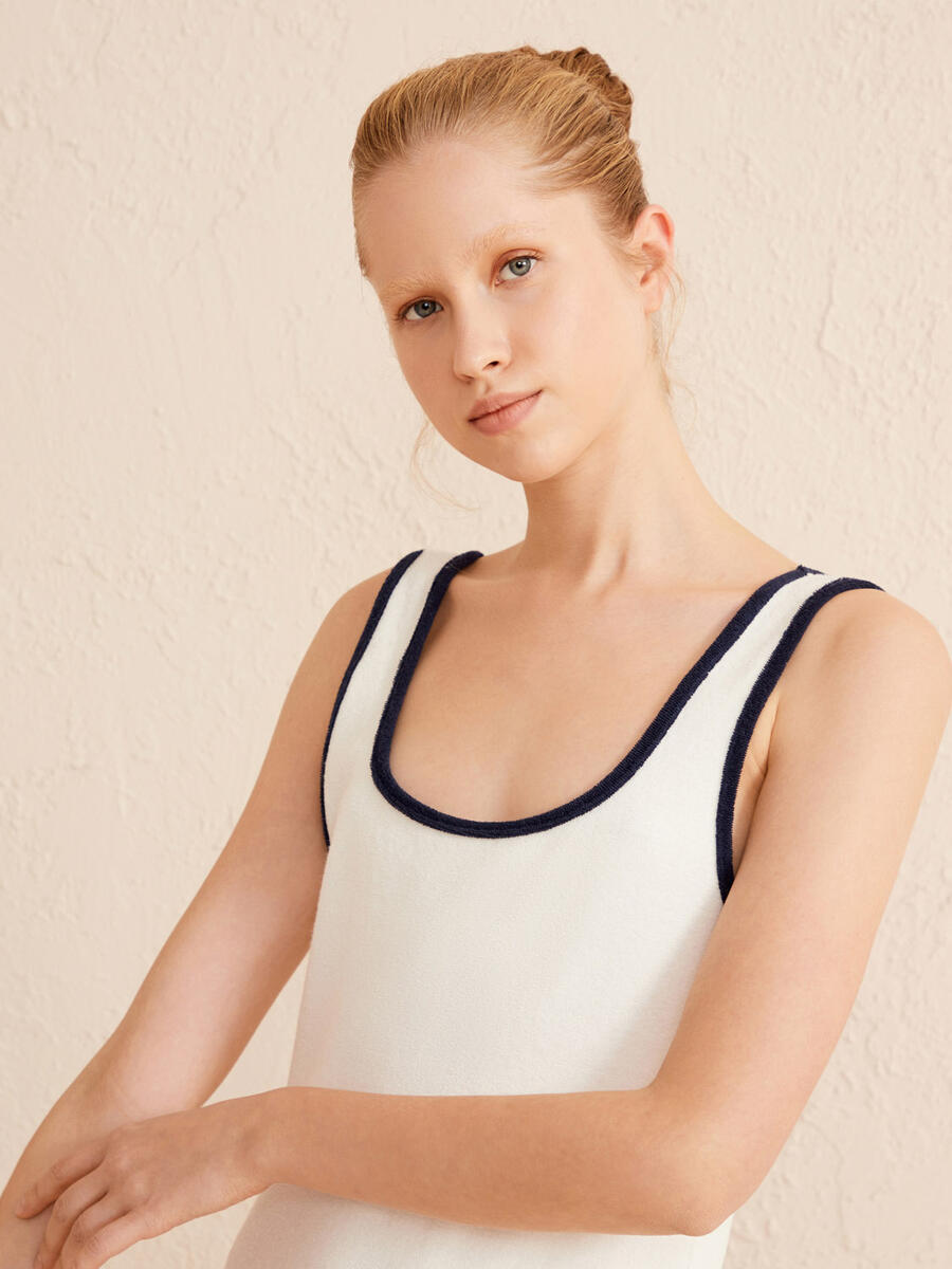 Ekru Slim Fit Pamuklu Havlu Body Tişört - 2