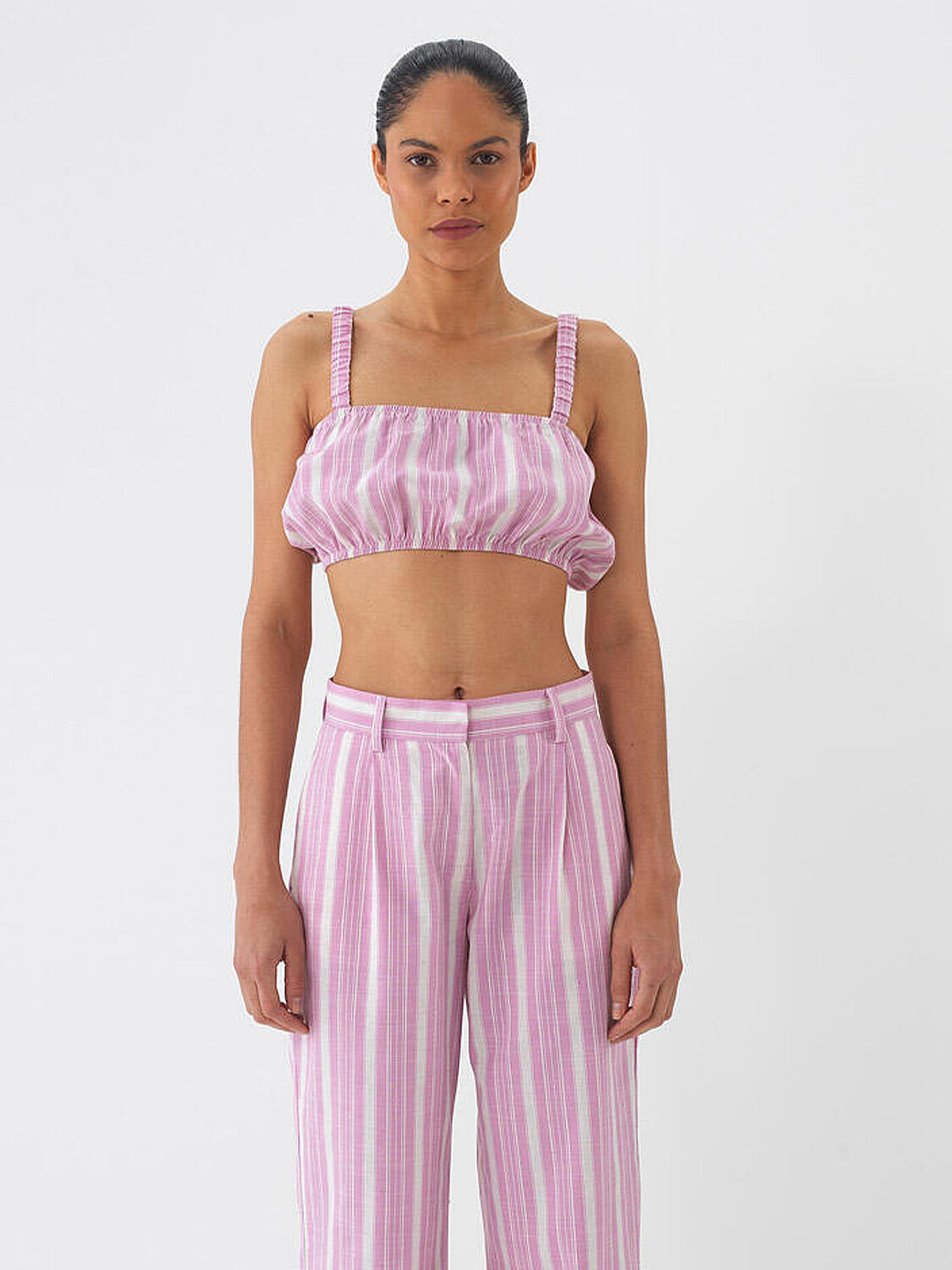 Pembe Keten Karışımlı Regular Fit Büstiyer