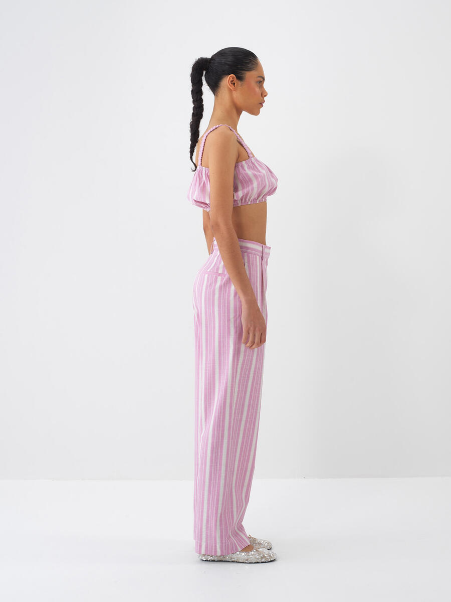 Pembe Keten Karışımlı Regular Fit Büstiyer - 4
