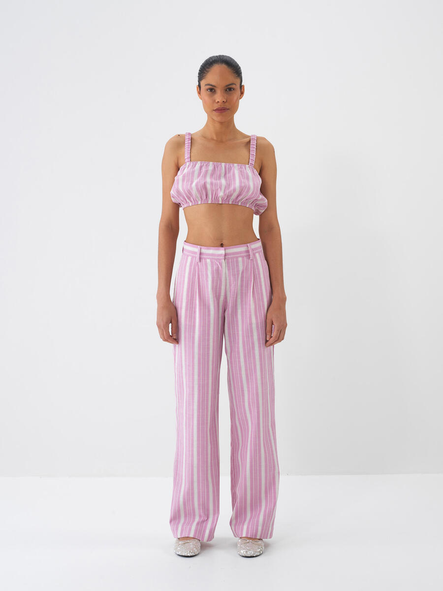Pembe Keten Karışımlı Regular Fit Büstiyer - 2