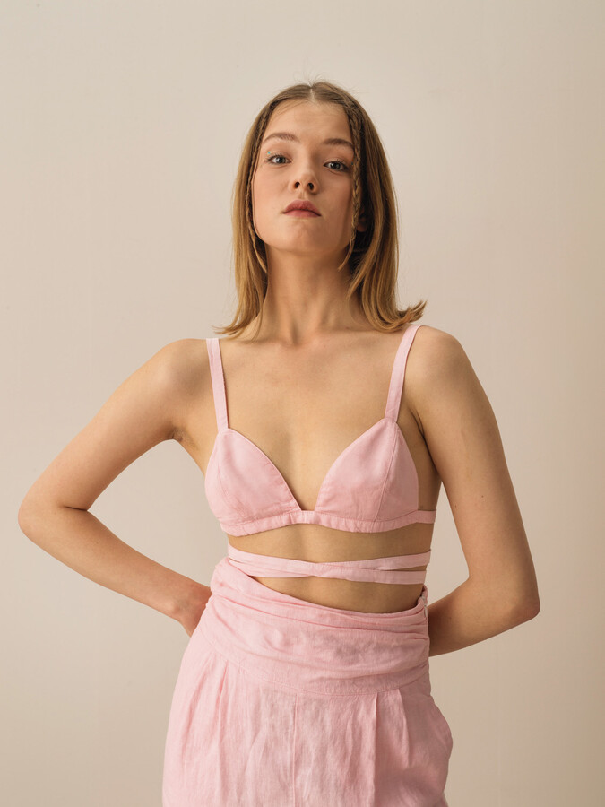 Pembe Doğal Akışlı Slim Fit Büstiyer