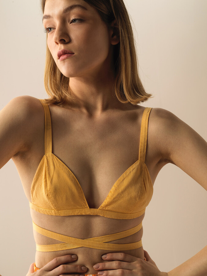 Sarı Doğal Akışlı Slim Fit Büstiyer