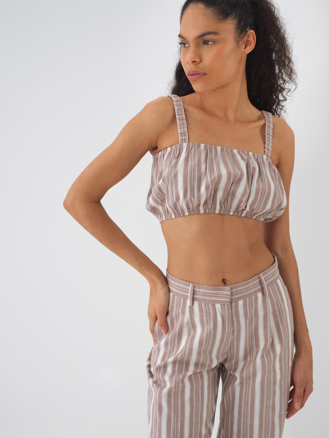 Taş Rengi Keten Karışımlı Regular Fit Büstiyer (1)