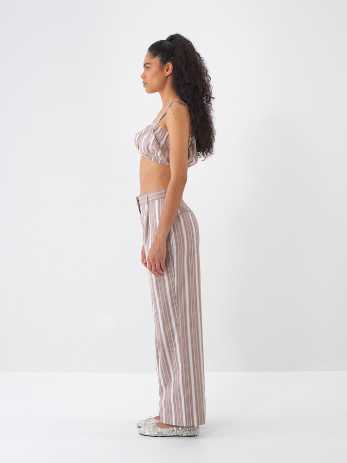 Taş Rengi Keten Karışımlı Regular Fit Büstiyer - 5
