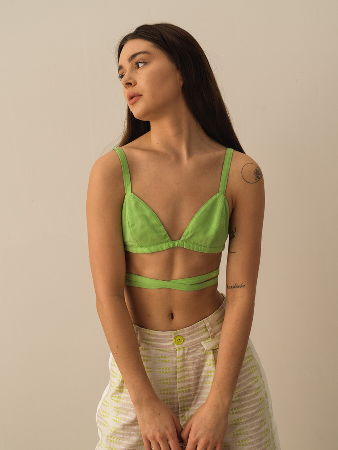 Yeşil Doğal Akışlı Slim Fit Büstiyer