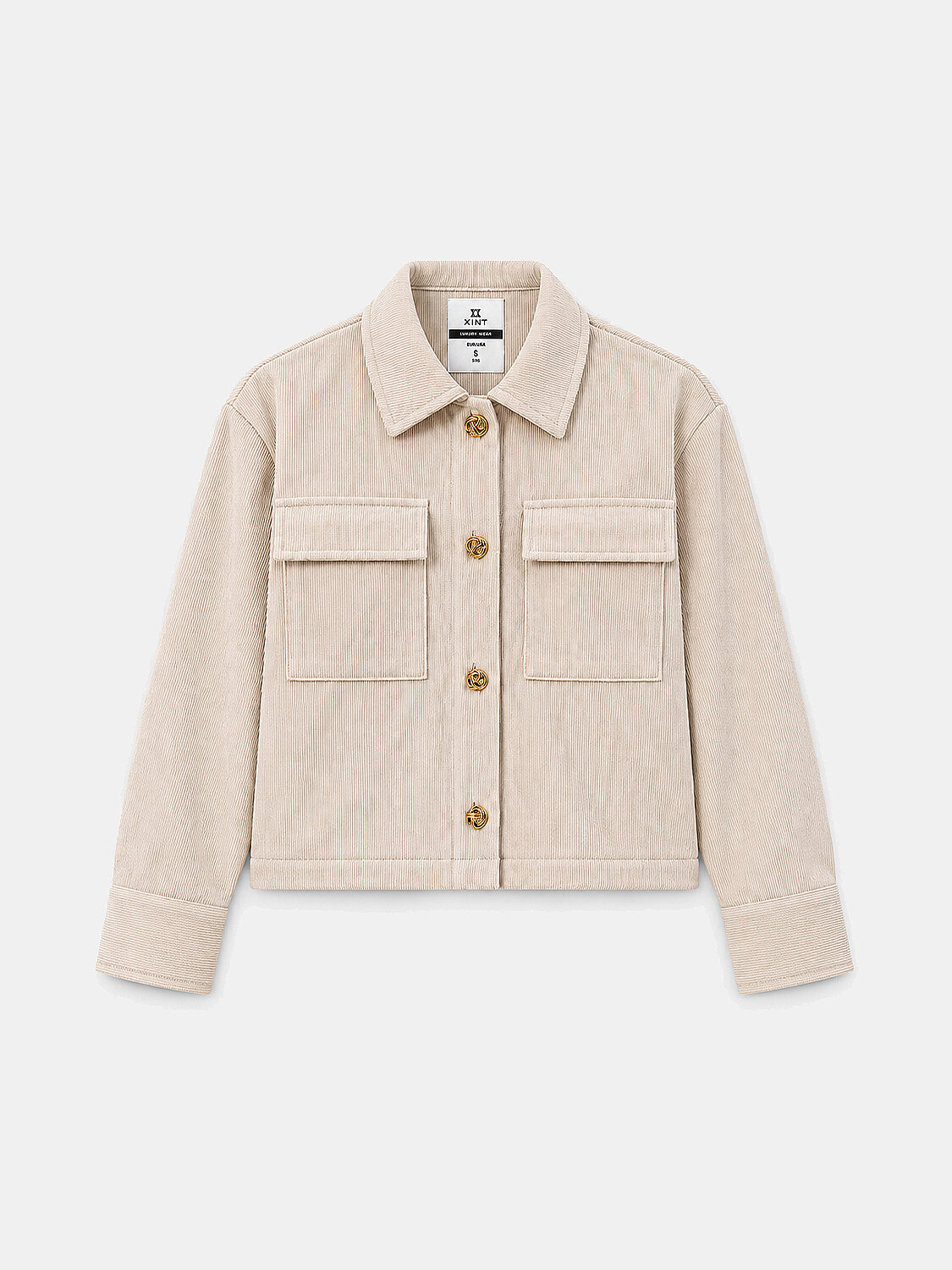 Bej Lüks Dokulu Soft Kadife Regular Fit Ceket