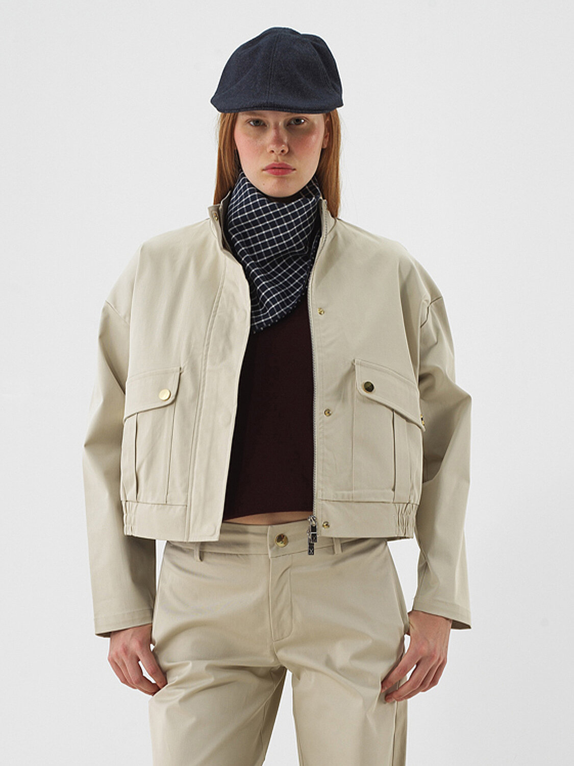 Bej Pamuk Dokulu Oversize Ceket - 3