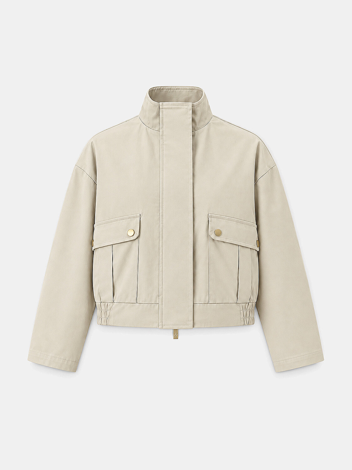 Bej Pamuk Dokulu Oversize Ceket - 1