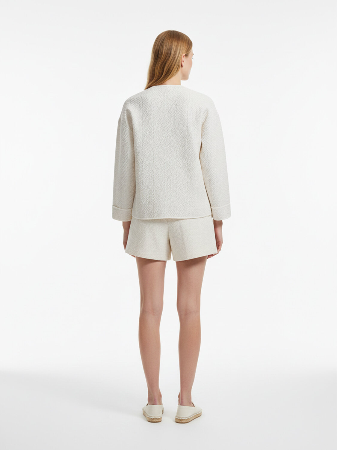 Bej Pamuk Dokulu Oversize Ceket - 4