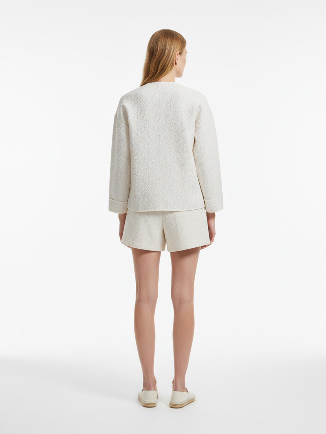 Bej Pamuk Dokulu Oversize Ceket - 4