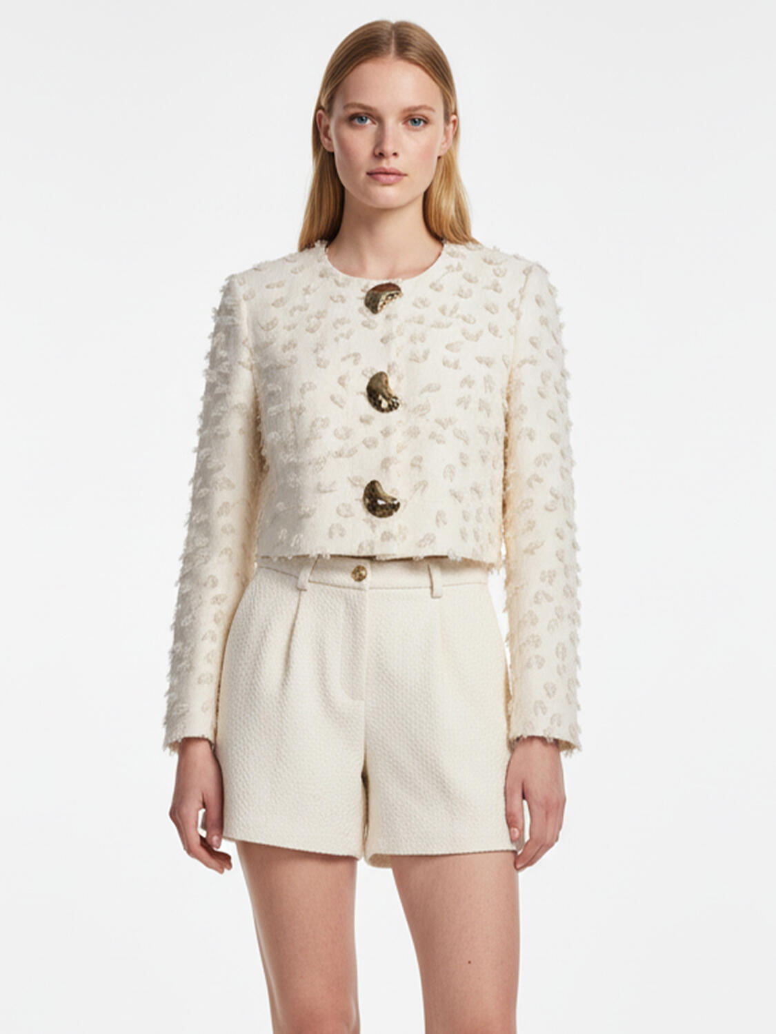 Bej Pamuk Dokulu Regular Fit Ceket - 1