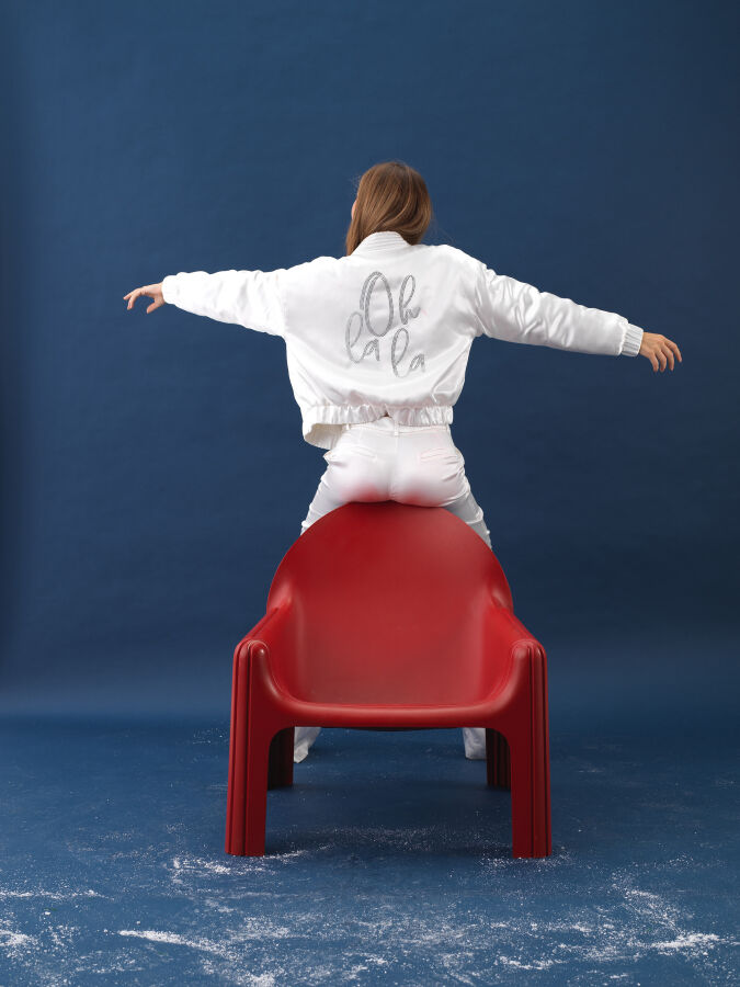 Beyaz İpeksi Saten Oversize Ceket - Xint