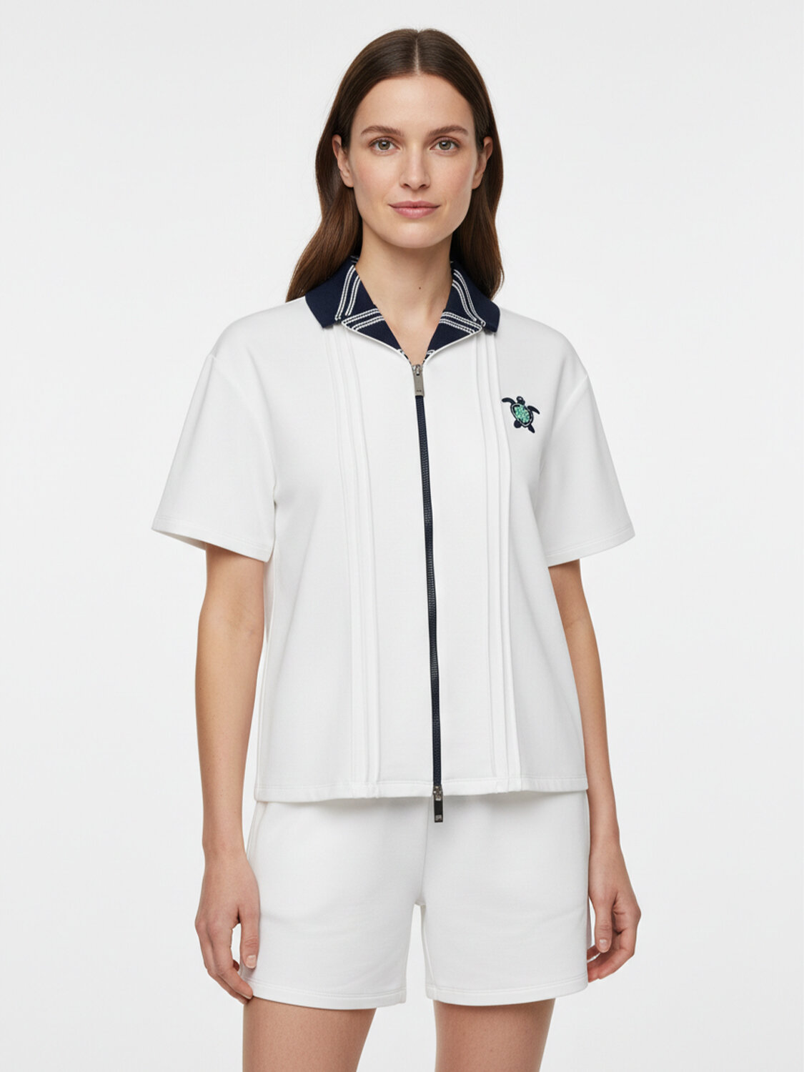 Beyaz Pamuk Dokulu Regular Fit Ceket