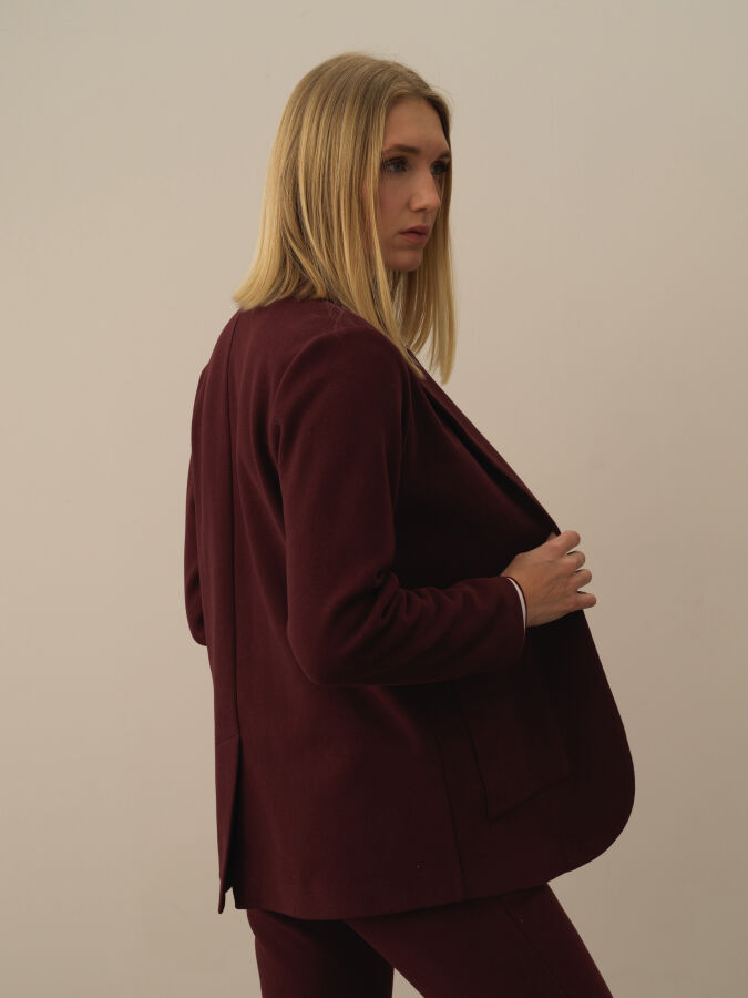 Bordo Pamuk Dokulu Regular Fit Ceket - Xint