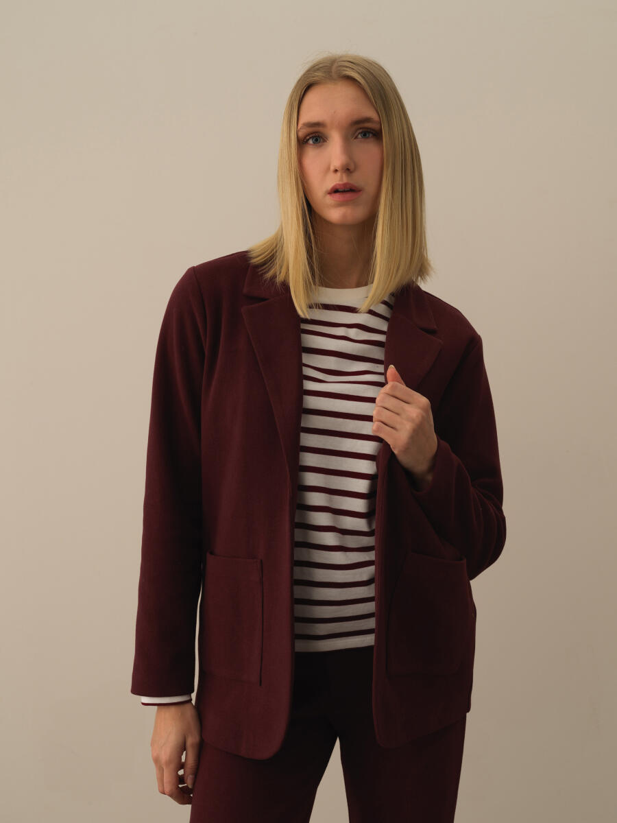 Bordo Pamuk Dokulu Regular Fit Ceket