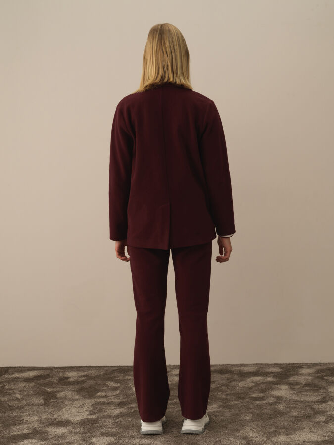 Bordo Pamuk Dokulu Regular Fit Ceket - Xint