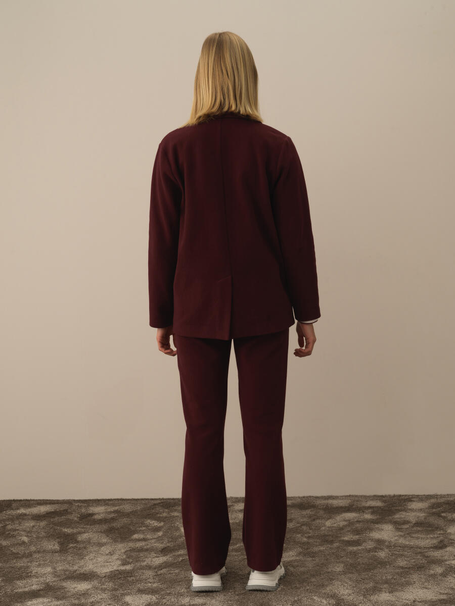 Bordo Pamuk Dokulu Regular Fit Ceket - 5