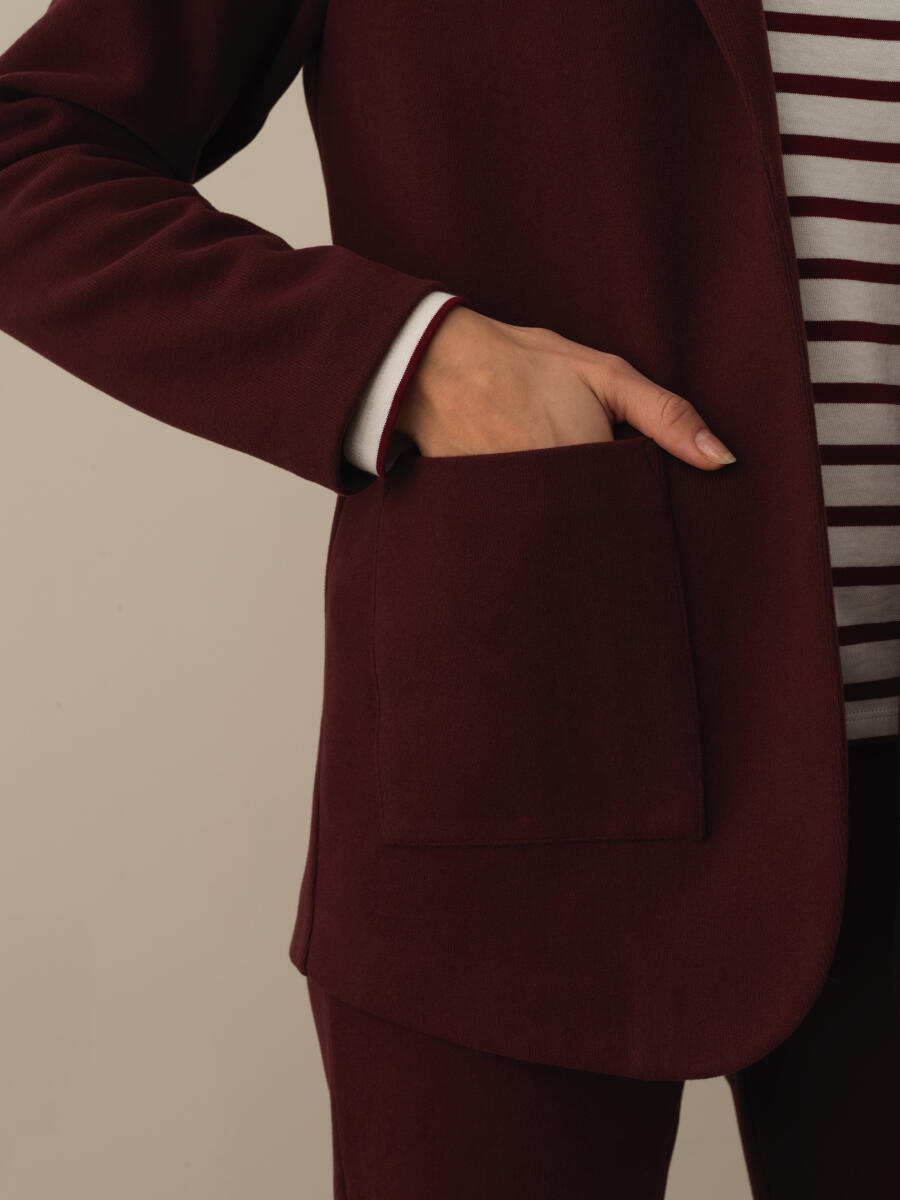 Bordo Pamuk Dokulu Regular Fit Ceket - 3