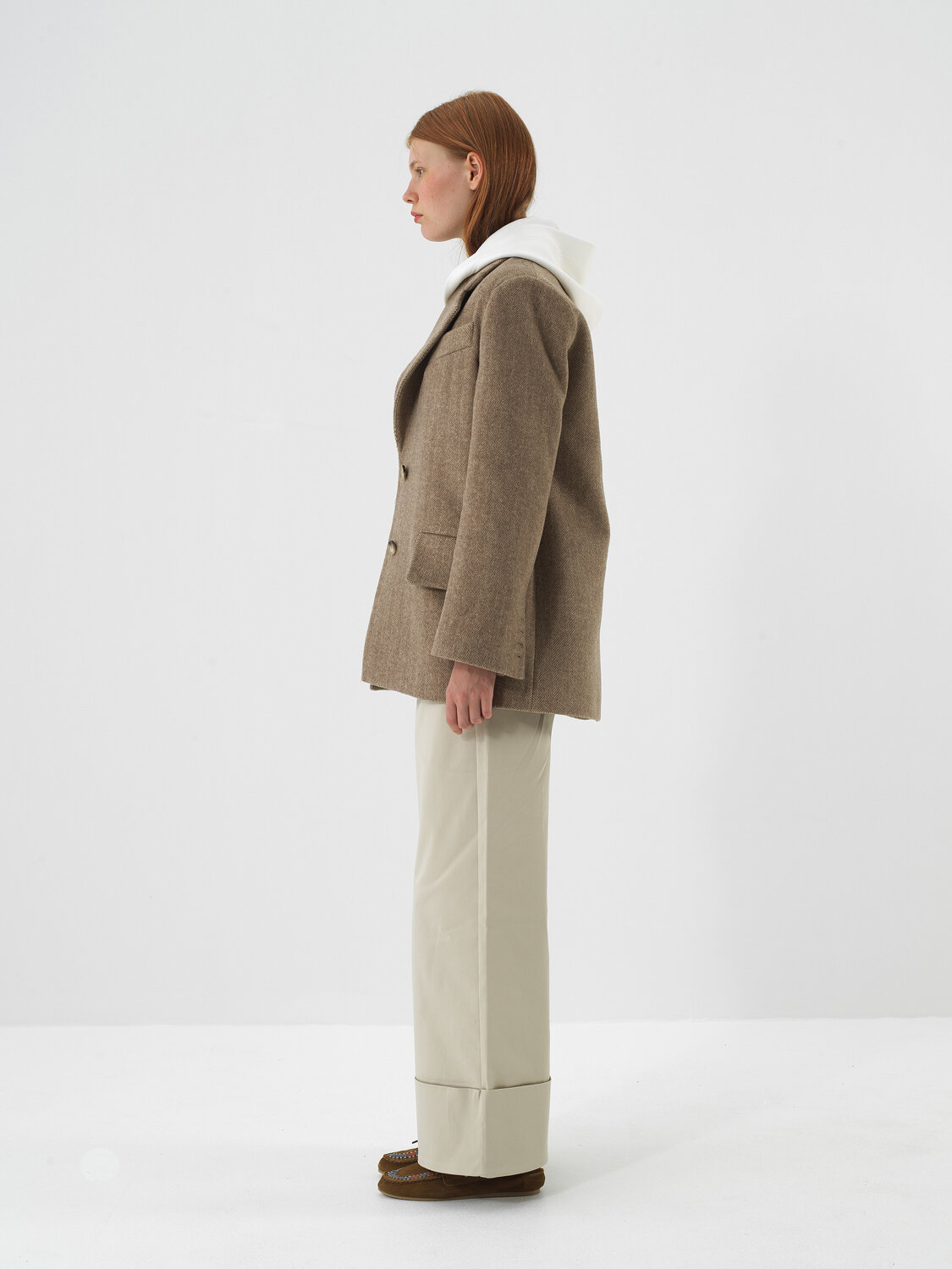 Camel Doğal Yün Dokulu Oversize Ceket - 3