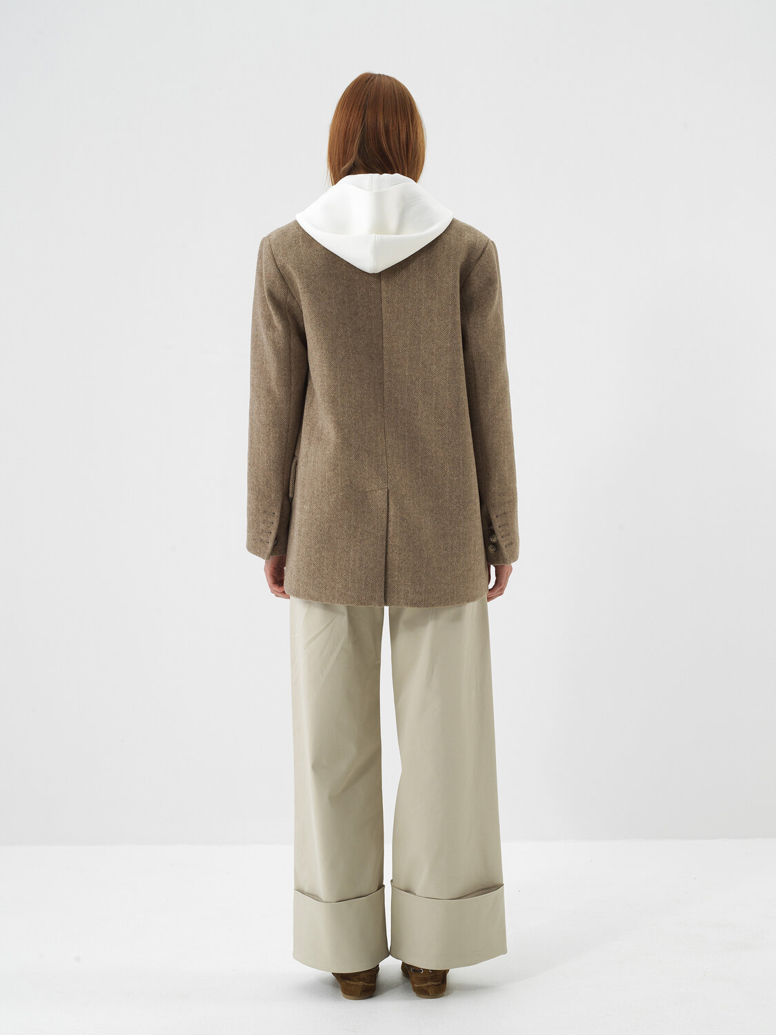 Camel Doğal Yün Dokulu Oversize Ceket - 5