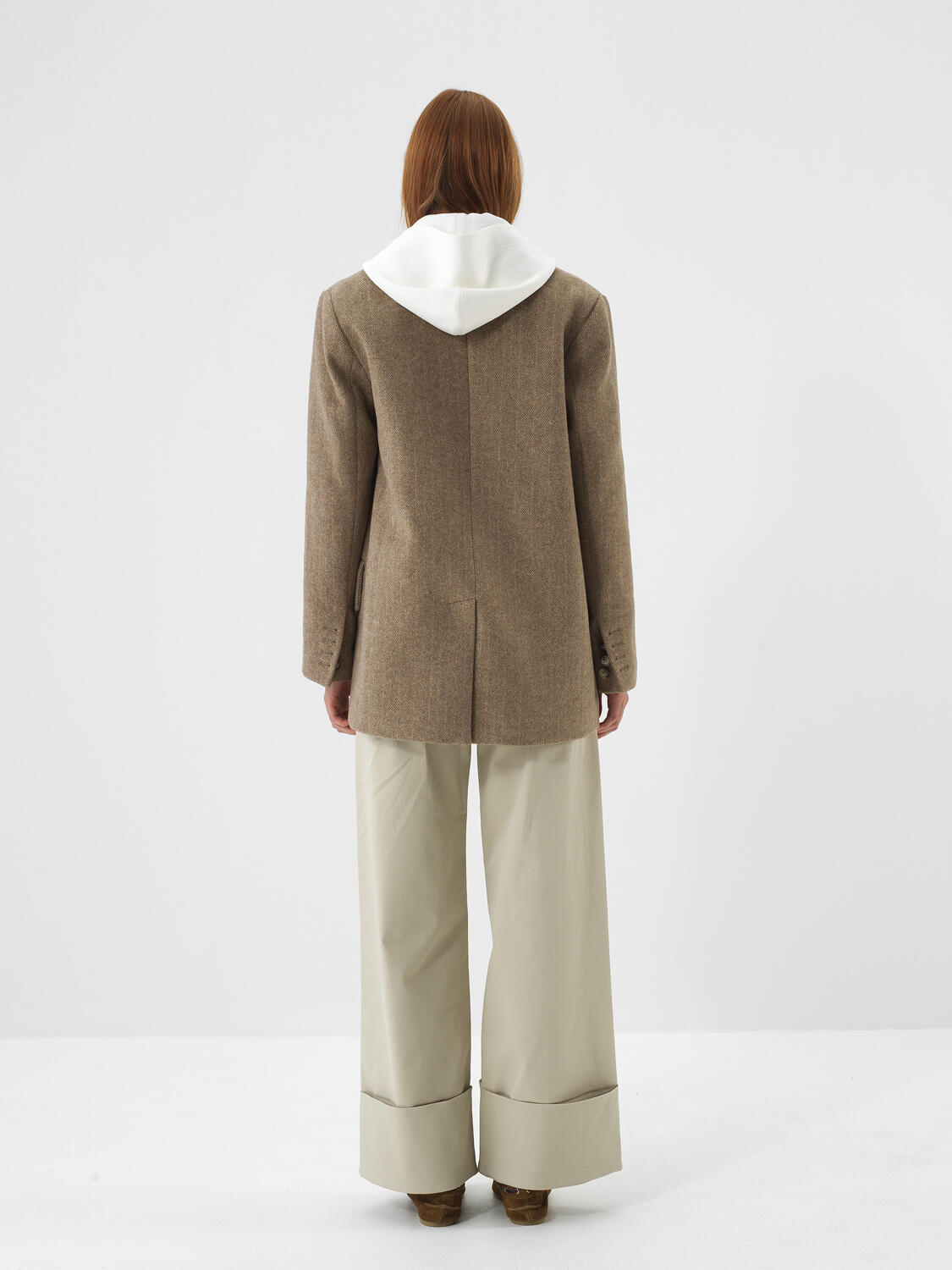 Camel Doğal Yün Dokulu Oversize Ceket - 5