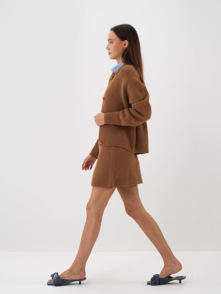 Camel Doğal Yün Dokulu Oversize Ceket - 3