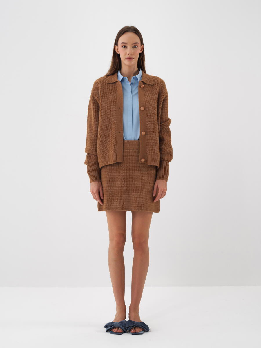 Camel Doğal Yün Dokulu Oversize Ceket - 2