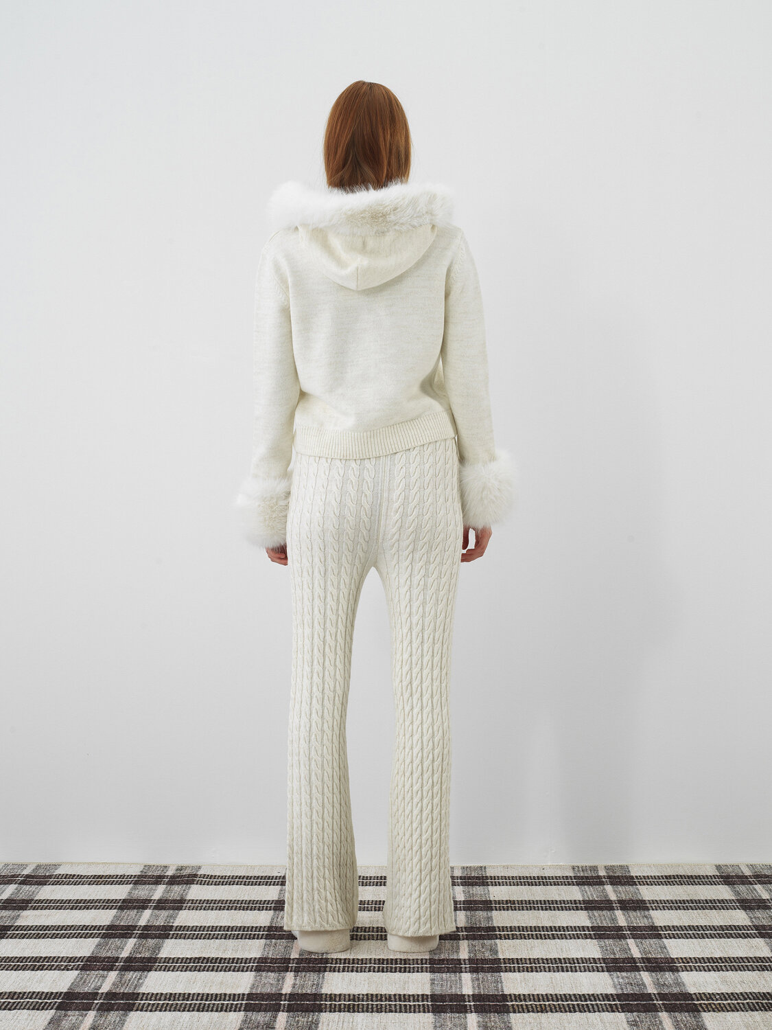 Ekru Doğal Yün Dokulu Oversize Ceket - Xint