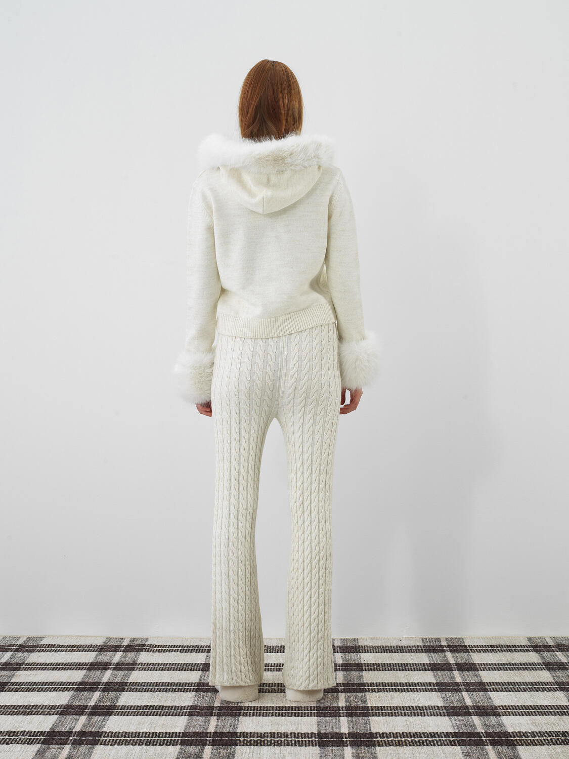 Ekru Doğal Yün Dokulu Oversize Ceket - 5