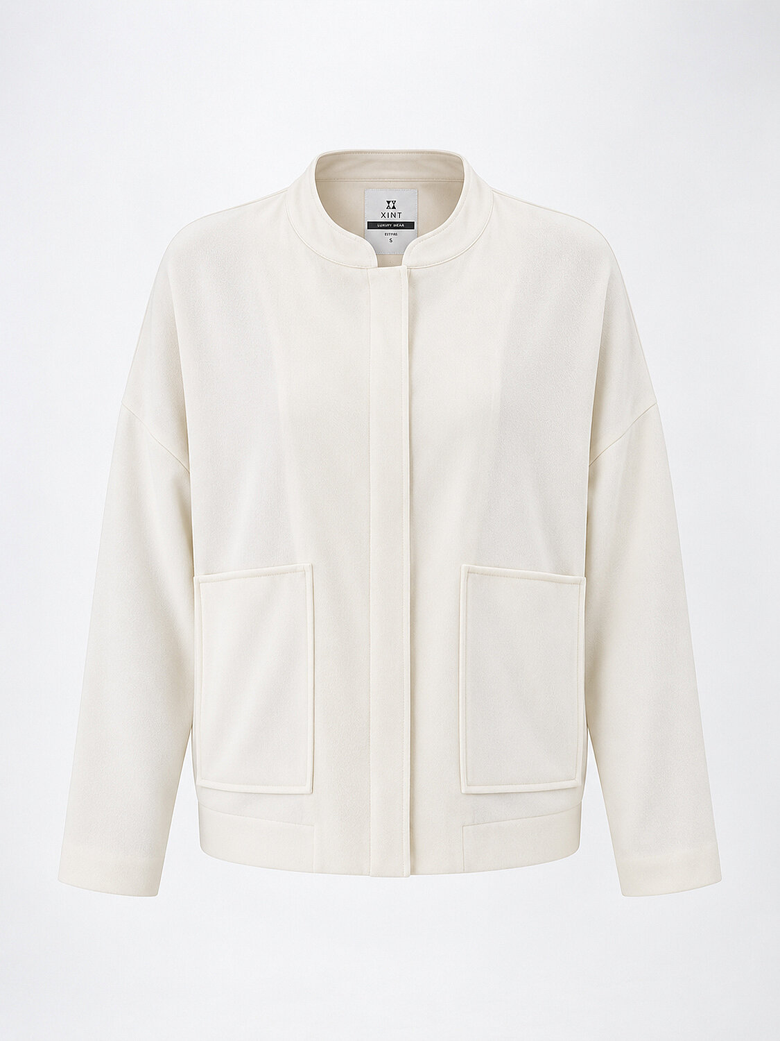 Ekru Esnek Dokulu Oversize Ceket - 5