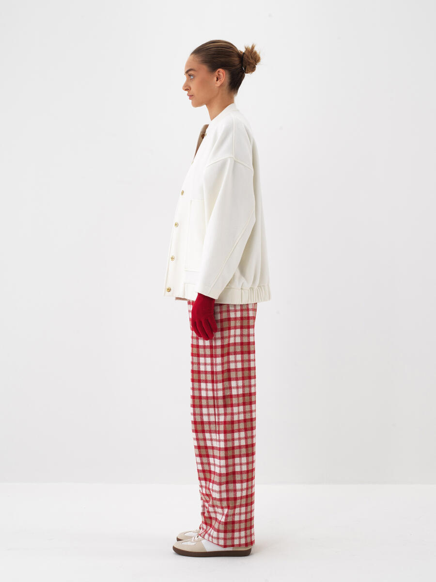 Ekru Esnek Dokulu Oversize Ceket - 3