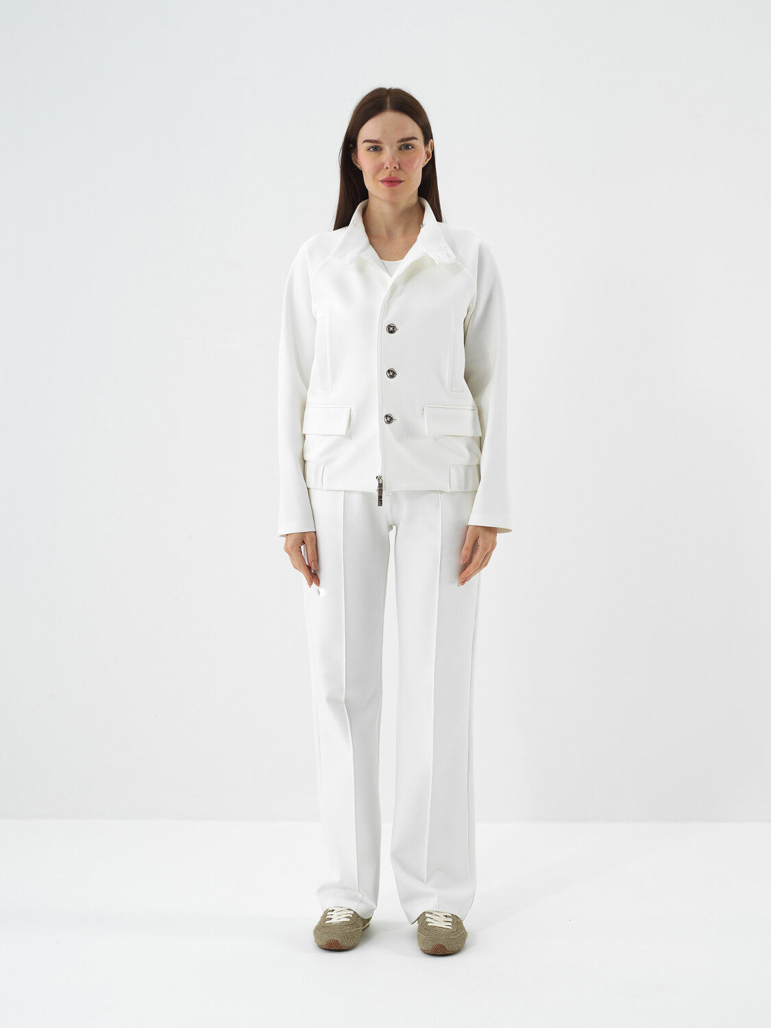 Ekru Pamuk Dokulu Oversize Ceket - Xint