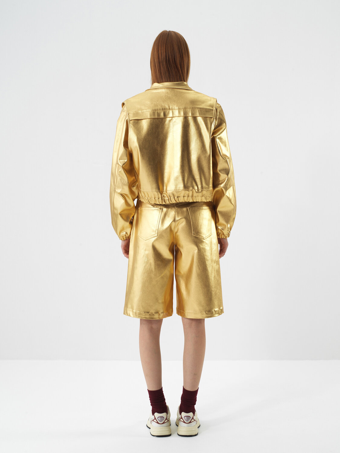 Gold Pamuk Dokulu Oversize Ceket - Xint