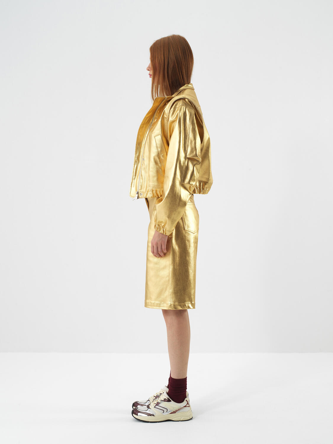 Gold Pamuk Dokulu Oversize Ceket - 3