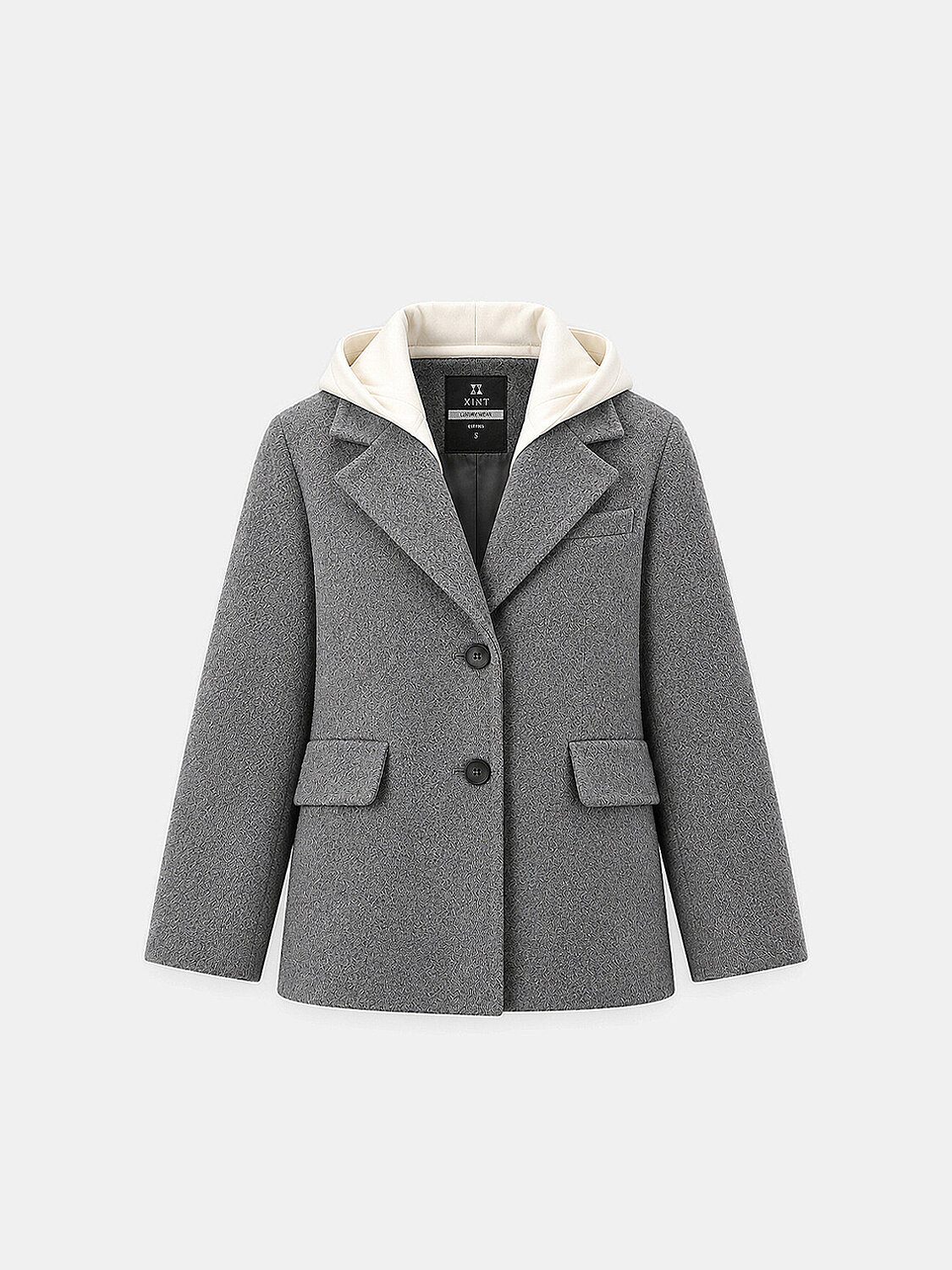Gri Doğal Yün Dokulu Oversize Ceket - 1